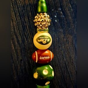 NFL New York Jets Sparkly/Blingy Custom Created Super Fan Beaded Pen